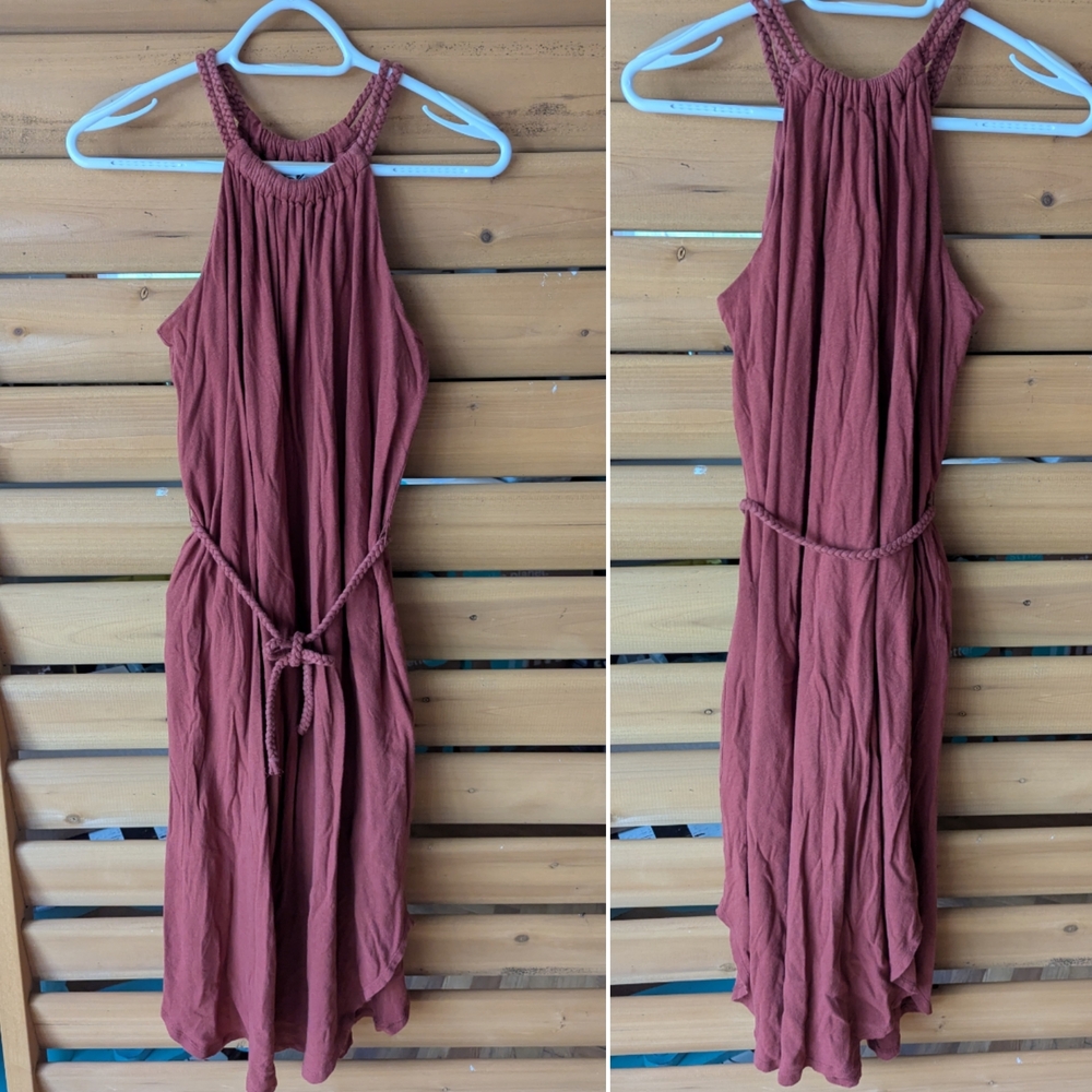 Cotton Festival Gypsy Sleeveless Dress in Rust